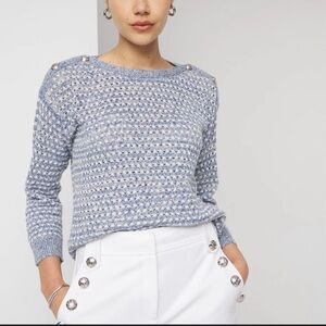 NWT White House Black Market Boat Neck Button Detail Sweater Size M